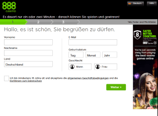 Die Registrierung im 888 Casino