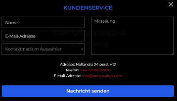 Kundenservice von Ares Casino