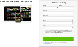 Die Registrierung im Black Diamond Casino