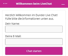 Dunder Casino Live Chat Unterstützung