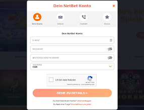 Registrierungsprozess bei NetBet Casino