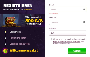 Die Registrierung im PlayAmo Online Casino