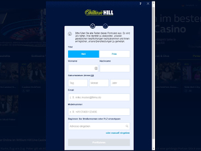 Die Registrierung im William Hill Casino